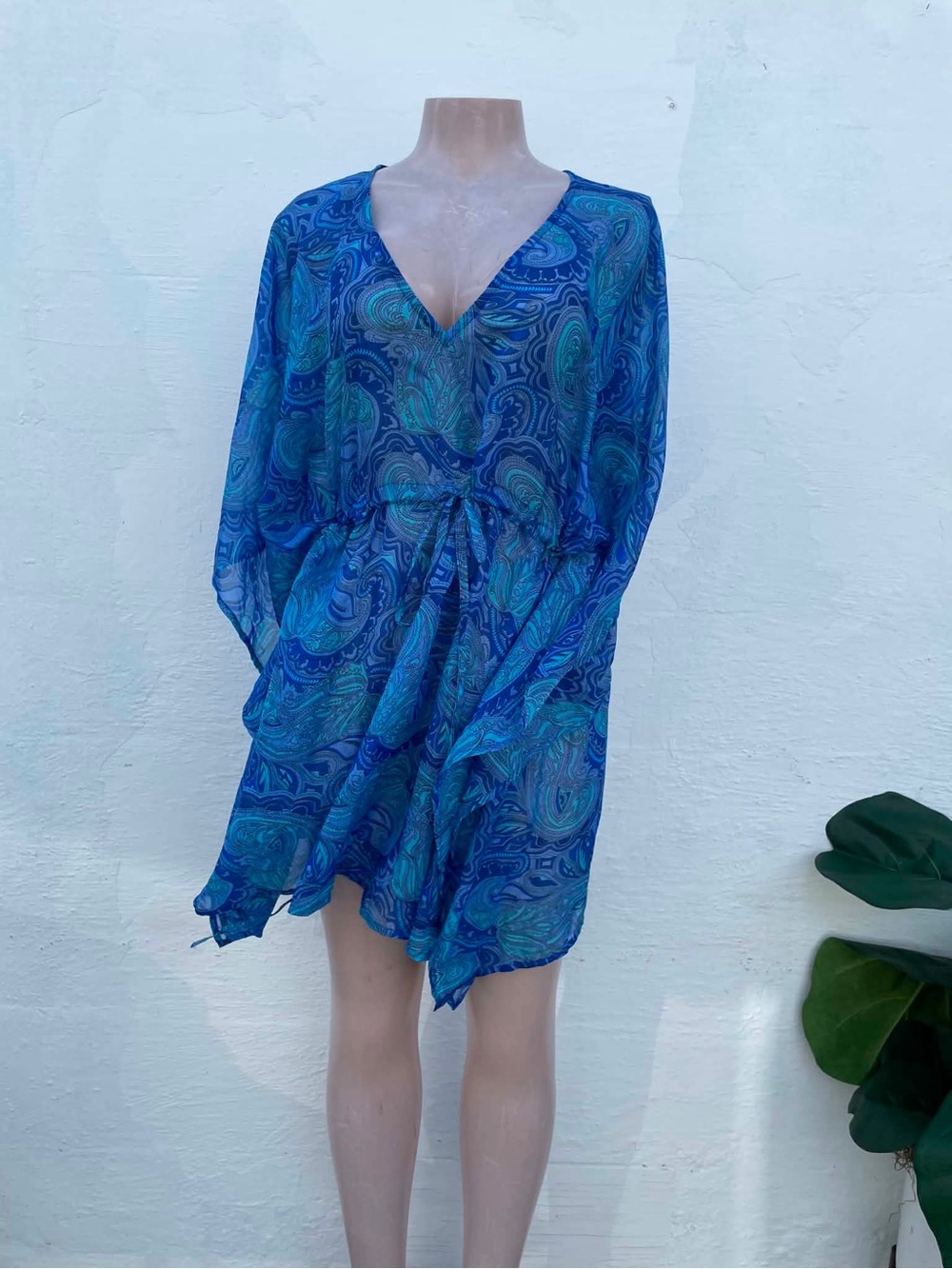 Jessica Blue Paisley V-Neck Tunic